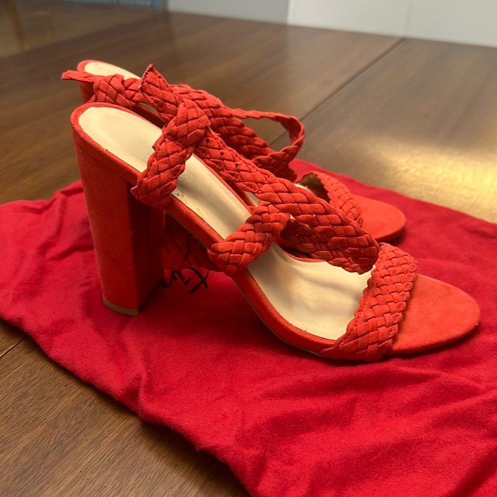 Size 8 heels red open toe strappy